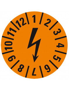 Elektrische keuringssticker, oranje, 15 mm, 60 per kaart