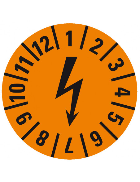 Elektrische keuringssticker, oranje, 15 mm, 60 per kaart