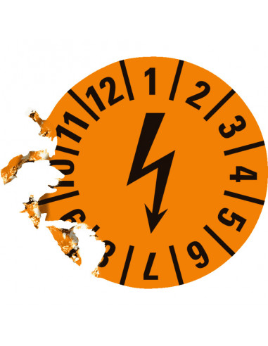 Elektrische keuringssticker, oranje, 15 mm, 60 per kaart