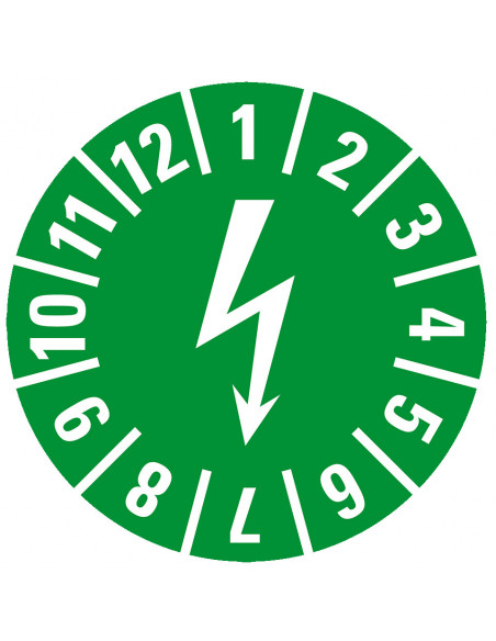 Elektrische keuringssticker, groen, 15 mm, 60 per kaart