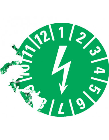 Elektrische keuringssticker, groen, 15 mm, 60 per kaart
