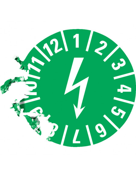 Elektrische keuringssticker, groen, 15 mm, 60 per kaart