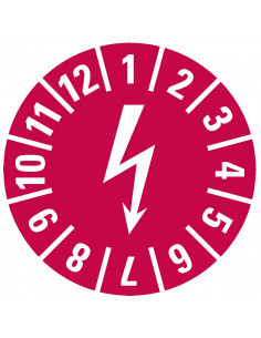 Elektrische keuringssticker, rood, 15 mm, 60 per kaart