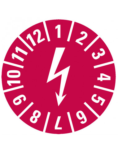 Elektrische keuringssticker, rood, 15 mm, 60 per kaart