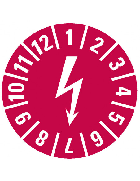Elektrische keuringssticker, rood, 15 mm, 60 per kaart