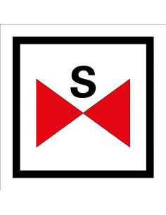 Sprinklerafsluiter sticker, rood wit zwart, vierkant