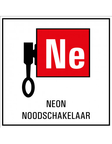 Neon noodschakelaar sticker, rood zwart