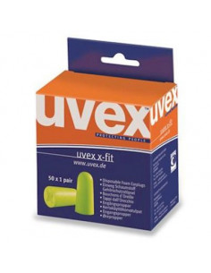 Uvex x-fit oordop, 50 paar in minidispenser lime