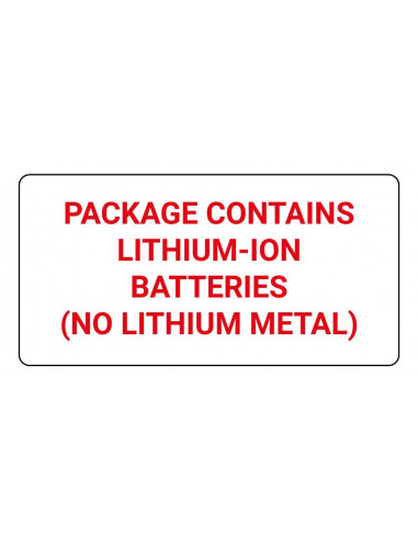 Package contains Lithium-Ion Batteries sticker, rood wit, rechthoekig