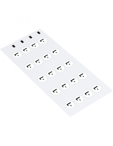 Negatieve gelijkstroom L- sticker, vel, wit zwart kaart van 20 stickers