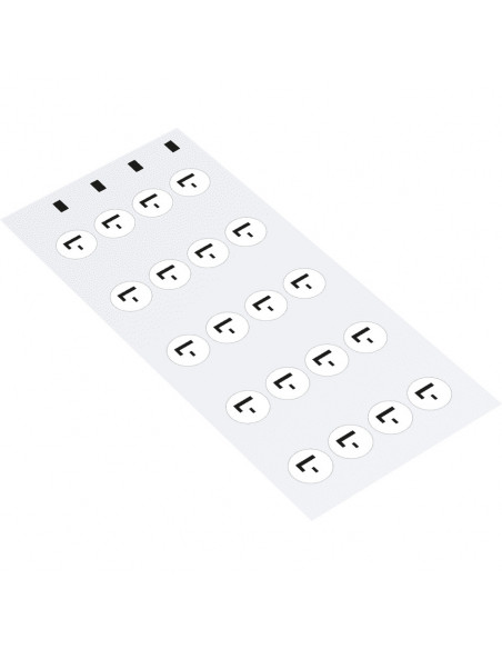 Negatieve gelijkstroom L- sticker, vel, wit zwart kaart van 20 stickers