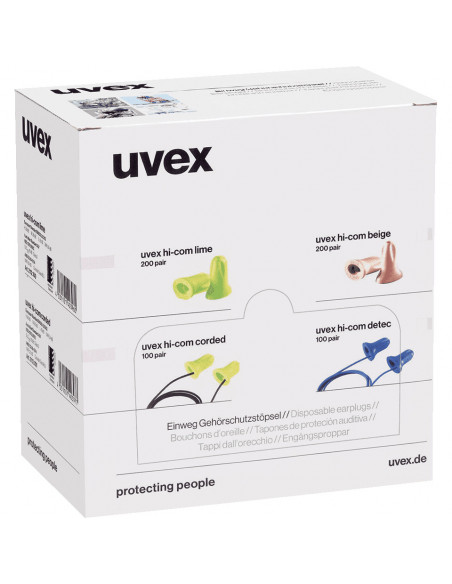 Uvex oordoppen hi-com met koord, dispenser 100 paar/VE