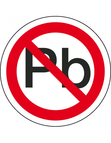 Sticker 'RoHS Loodvrij (Pb)', 25 m op rol, rood/wit