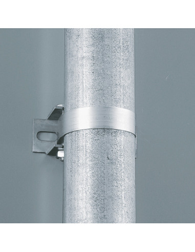 Set: Universele klembeugel met spanschroeven en 1 meter klemband, voor montage bord aan paal
