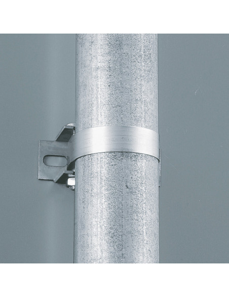 Set: Universele klembeugel met spanschroeven en 1 meter klemband, voor montage bord aan paal