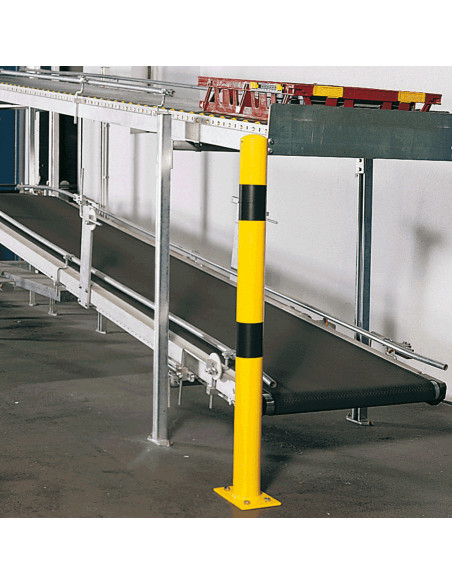 Rampaal X-serie met voetplaat, geel zwart, 76 x 1000 mm