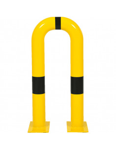 Beschermbeugel met voetplaat, 300 x 650 mm, geel zwart