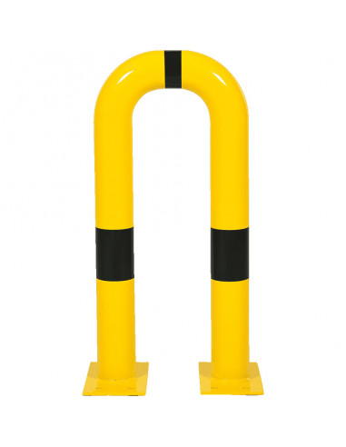 Beschermbeugel met voetplaat, 300 x 650 mm, geel zwart