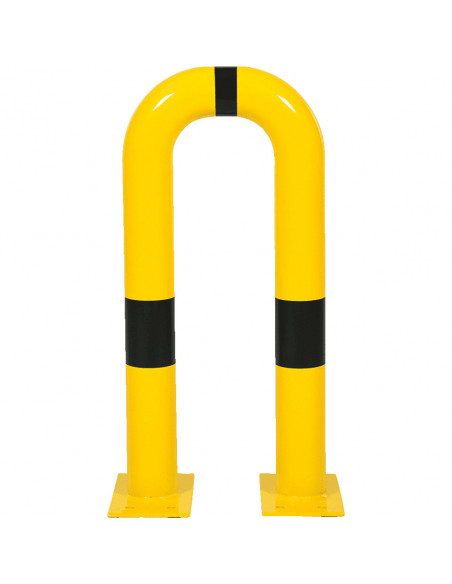Beschermbeugel met voetplaat, 300 x 650 mm, geel zwart