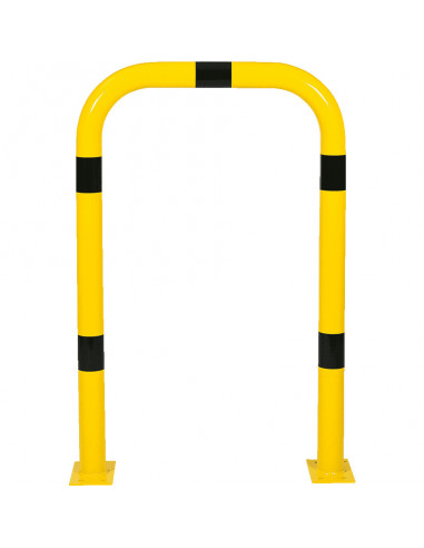 Beschermbeugel met voetplaat, 750 x 1150 mm, geel zwart
