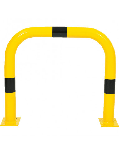 Beschermbeugel met voetplaat, 750 x 650 mm, geel zwart