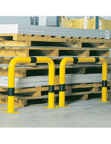 Beschermbeugel, bodemmontage, 1000 x 650 mm, geel/zwart
