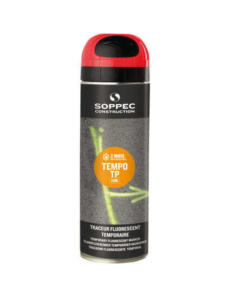 Soppec Tempo TP tijdelijke markeerverf, rood, 500 ml