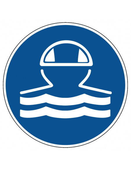 Badmuts verplicht sticker, blauw wit, rond