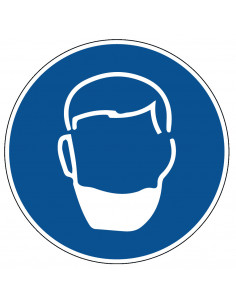 Baardnet verplicht sticker, rond, blauw wit, baardnet pictogram
