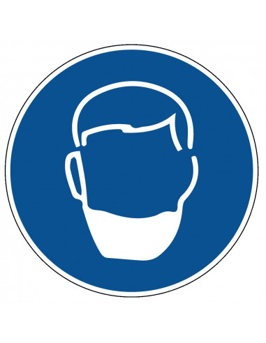 Baardnet verplicht sticker, rond, blauw wit, baardnet pictogram