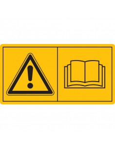 Combinatie-etiket let op, gebruiksaanwijzing lezen sticker, geel zwart, etiket