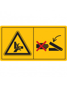Combinatie-etiket klemgevaar, handen niet in draaiende machines steken sticker, geel zwart