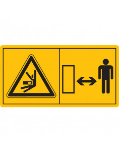 Combinatie-etiket blijf buiten het zwenkbereik van de machine, hou veilige afstand sticker, geel zwart