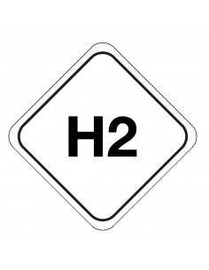 H2 gas sticker, ruit, wit zwart, H2 gas tekst