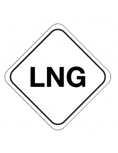 LNG gas sticker, vierkant, wit  zwart, LNG tekst