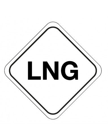 LNG gas sticker, vierkant, wit  zwart, LNG tekst
