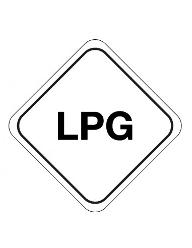 LPG gas sticker, ruit, wit zwart, tekst LPG