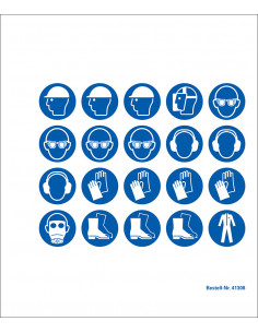 Mini gebodsstickers, 20 per kaart, 20 mm, blauw wit, rond, ISO 7010