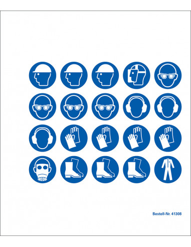 Mini gebodsstickers, 20 per kaart, 20 mm, blauw wit, rond, ISO 7010