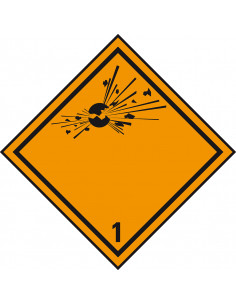 ADR klasse 1 bord explosieve stoffen, kunststof, oranje zwart, explosie symbool