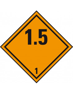 ADR klasse 1.5 bord explosieve stoffen, kunststof, oranje zwart, code 1.5