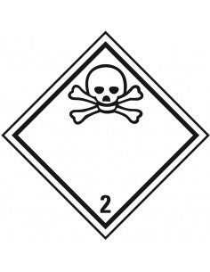 ADR klasse 2.3 bord giftig gas, aluminium, ruit, wit zwart, doodshoofd pictogram