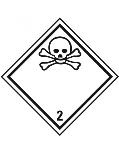 ADR klasse 2.3 bord giftig gas, aluminium, ruit, wit zwart, doodshoofd pictogram