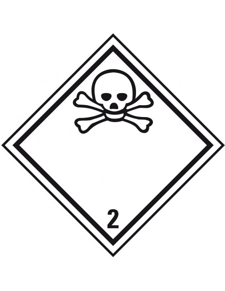 ADR klasse 2.3 bord giftig gas, aluminium, ruit, wit zwart, doodshoofd pictogram