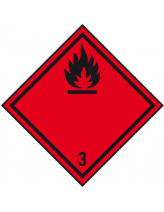 ADR klasse 3 bord ontvlambare vloeistoffen, aluminium, rood zwart, ruit, ontvlambare vloeistoffen pictogram