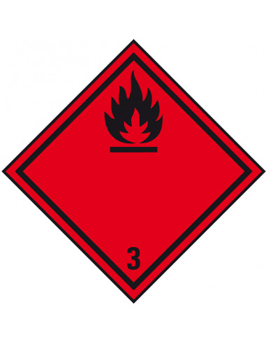 ADR klasse 3 bord ontvlambare vloeistoffen, aluminium, rood zwart, ruit, ontvlambare vloeistoffen pictogram
