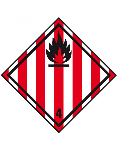 ADR klasse 4.1 bord brandbare vaste stoffen, aluminium, ruit, rood wit zwart, brandbare vaste stoffen pictogram