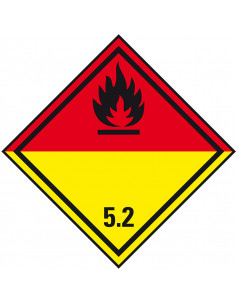 ADR klasse 5.2 bord organische peroxide, aluminium, ruit, geel rood zwart, organische peroxide