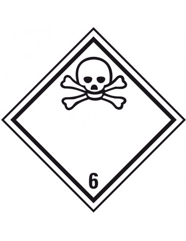 ADR klasse 6.1 giftig bord, kunststof, wit zwart, pictogram giftig, ruit