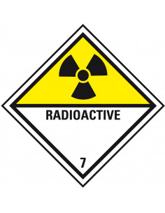 ADR klasse 7 radioactieve stoffen bord, kunststof, ruit, geel wit zwart, radioactief pictogram